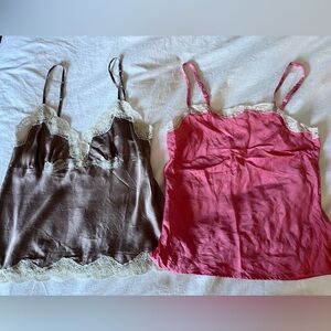 Lace-Trimmed Silk Camisole Set